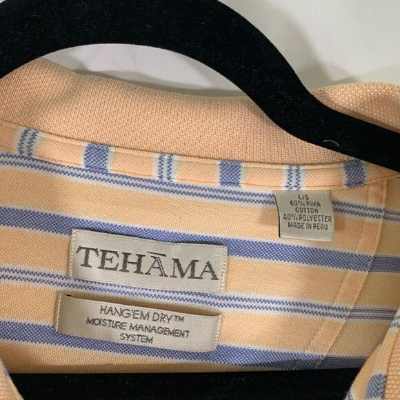 Tehama Polo Shirt Men's Large 1/4 Button Short Sleeve Pima Cotton - Picture 2 of 11